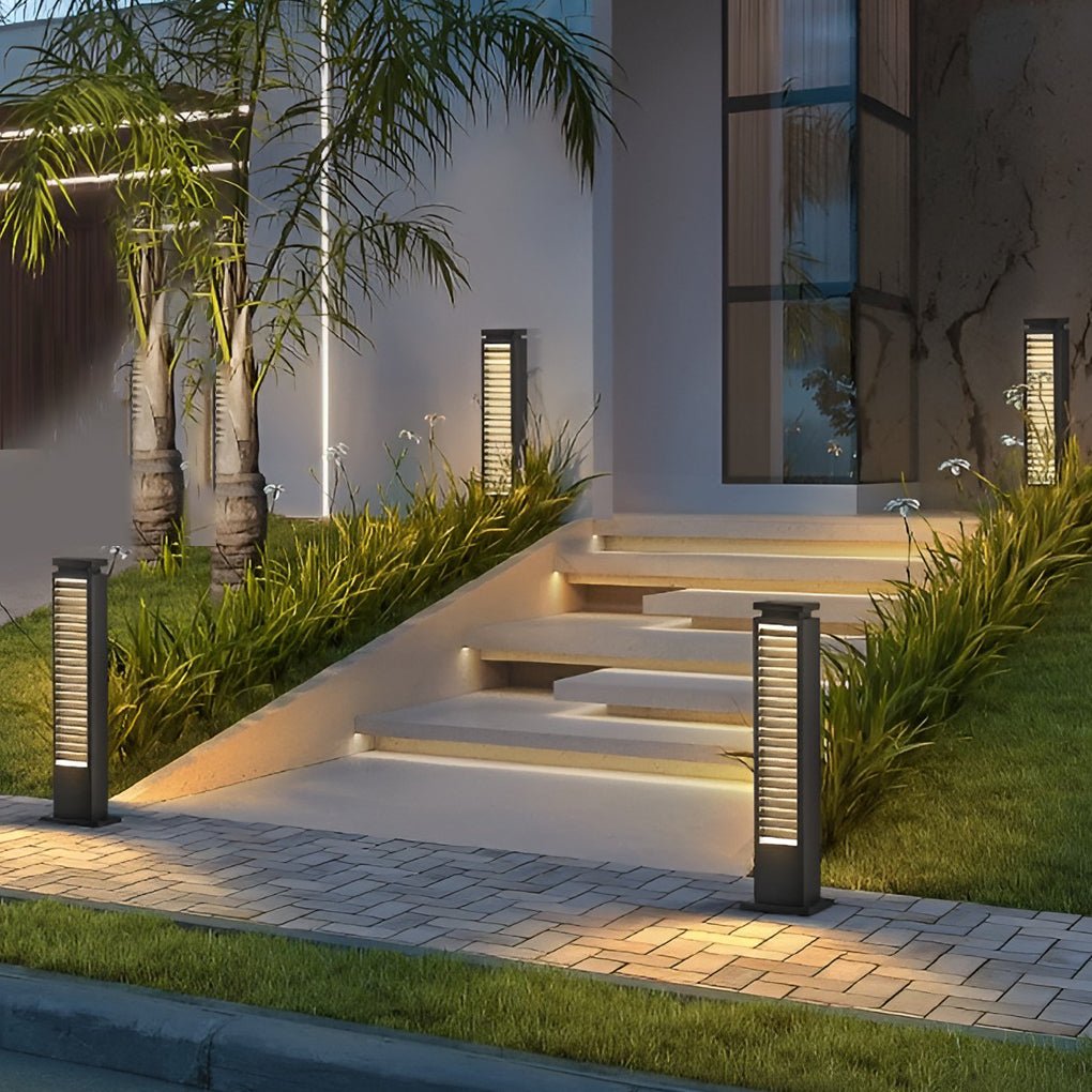 Modern Stainless Steel Outdoor LED Path Lights Waterproof Post Lanterns for Garden and Patio