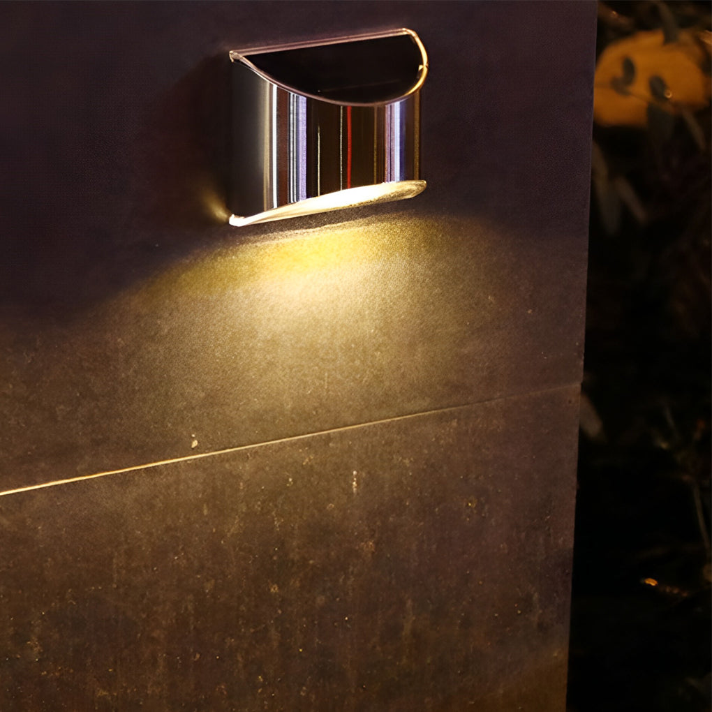 Modern Stainless Steel Outdoor Solar Wall Light Waterproof LED Sconce for Garden and Patio