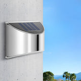 Modern Stainless Steel Outdoor Solar Wall Light Waterproof LED Sconce for Garden and Patio
