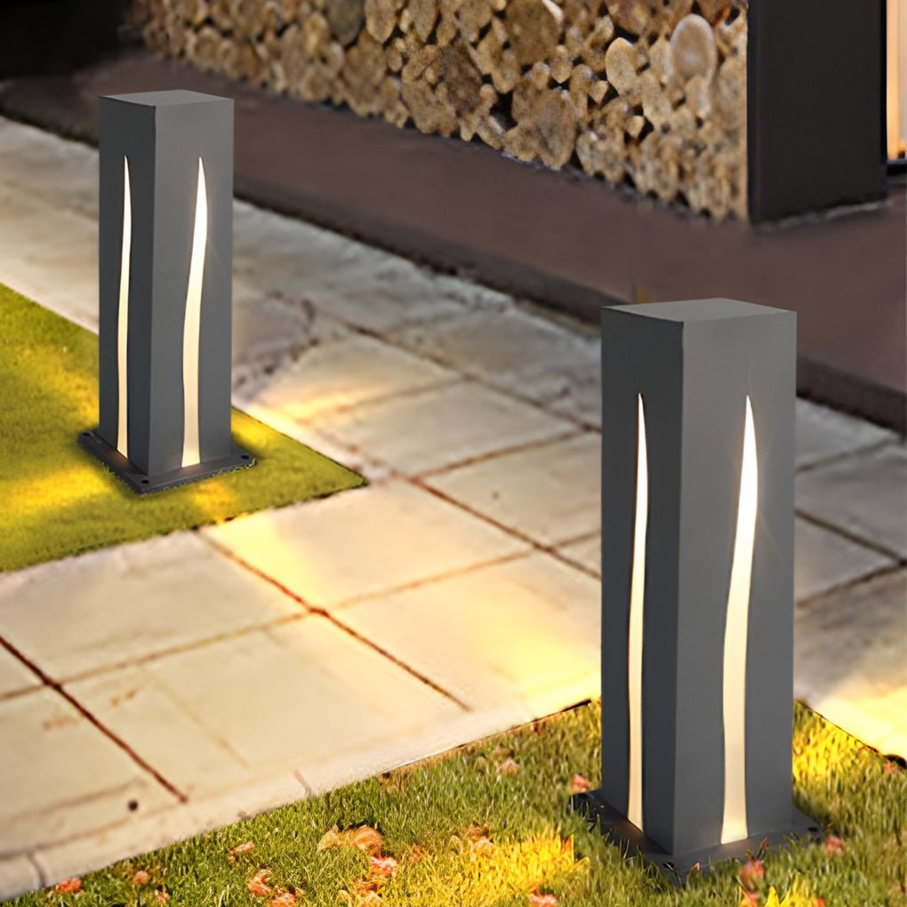 Modern Stainless Steel Square Outdoor Garden Post Lantern Waterproof Pathway Landscape Lighting