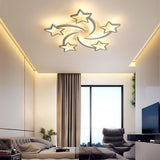 Modern Star Shaped LED Flush Mount Ceiling Light White Finish Dimmable Lighting for Bedroom and Living Room