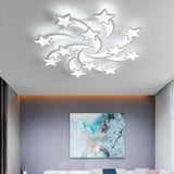 Modern Star Shaped LED Flush Mount Ceiling Light White Finish Dimmable Lighting for Bedroom and Living Room