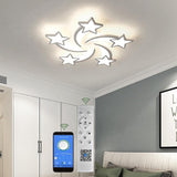 Modern Star Shaped LED Flush Mount Ceiling Light White Finish Dimmable Lighting for Bedroom and Living Room