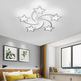 Modern Star Shaped LED Flush Mount Ceiling Light White Finish Dimmable Lighting for Bedroom and Living Room