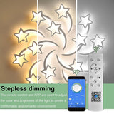Modern Star Shaped LED Flush Mount Ceiling Light White Finish Dimmable Lighting for Bedroom and Living Room