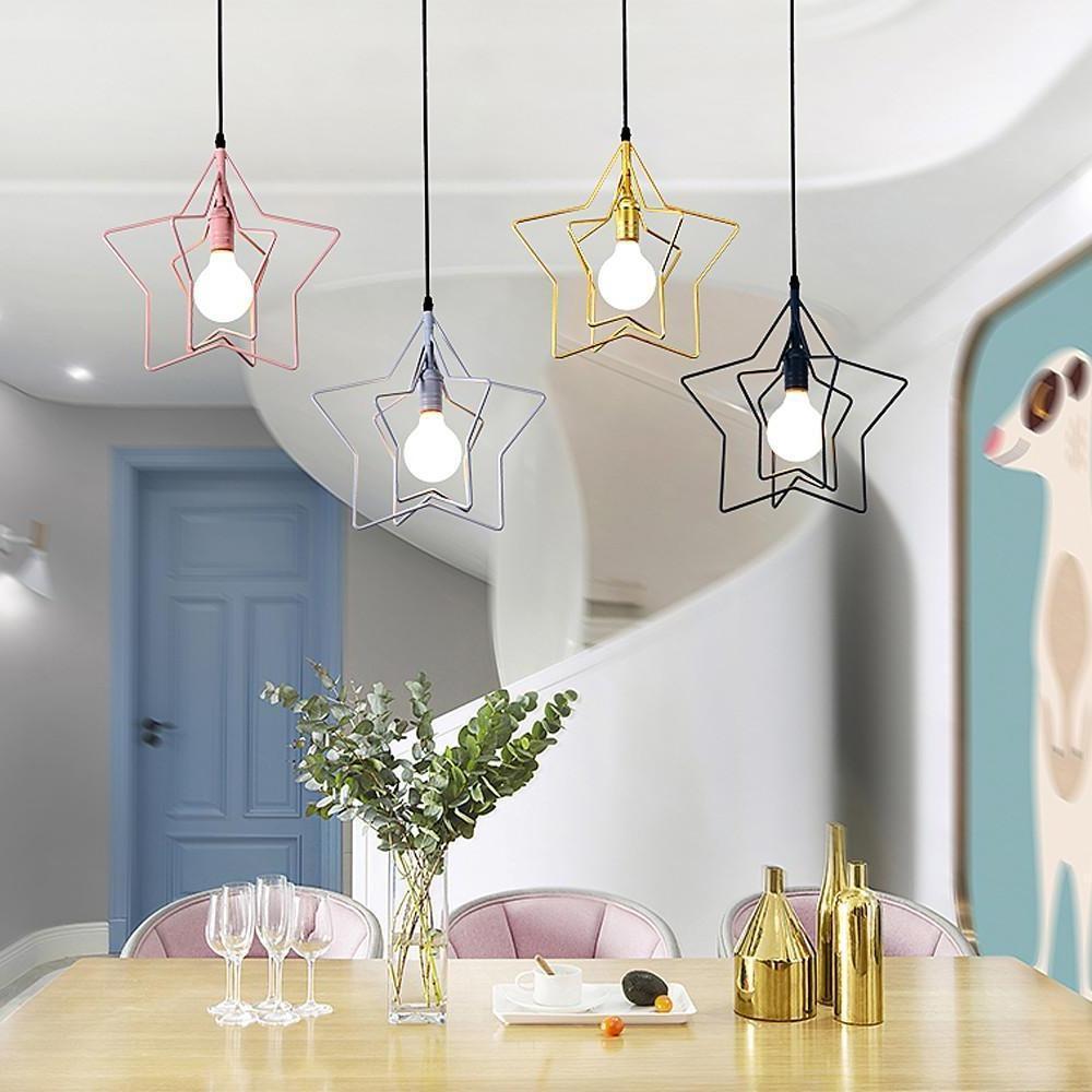 Modern Star Shaped LED Pendant Light Creative Hanging Ceiling Lamp for Dining Room Kitchen Island