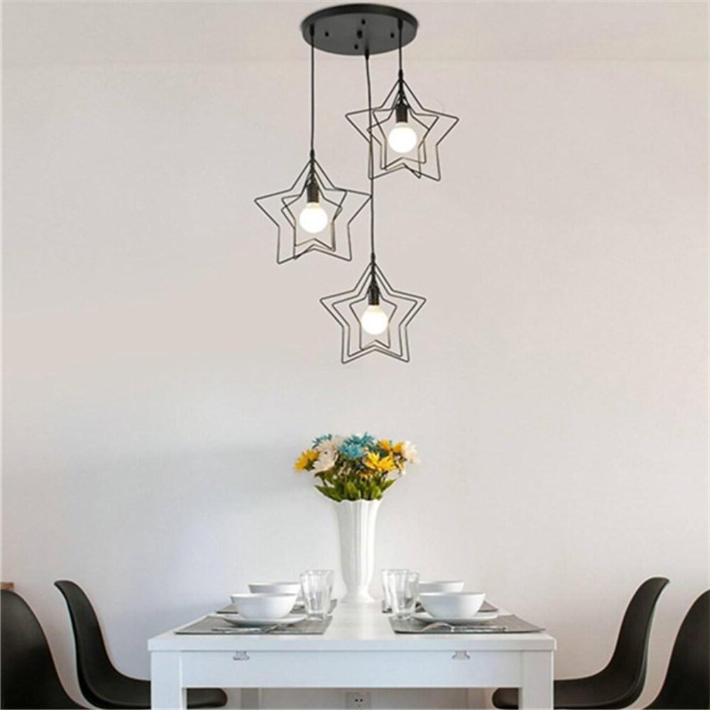 Modern Star Shaped Metal Pendant Lighting Geometric Celestial Chandelier for Dining Room and Bedroom