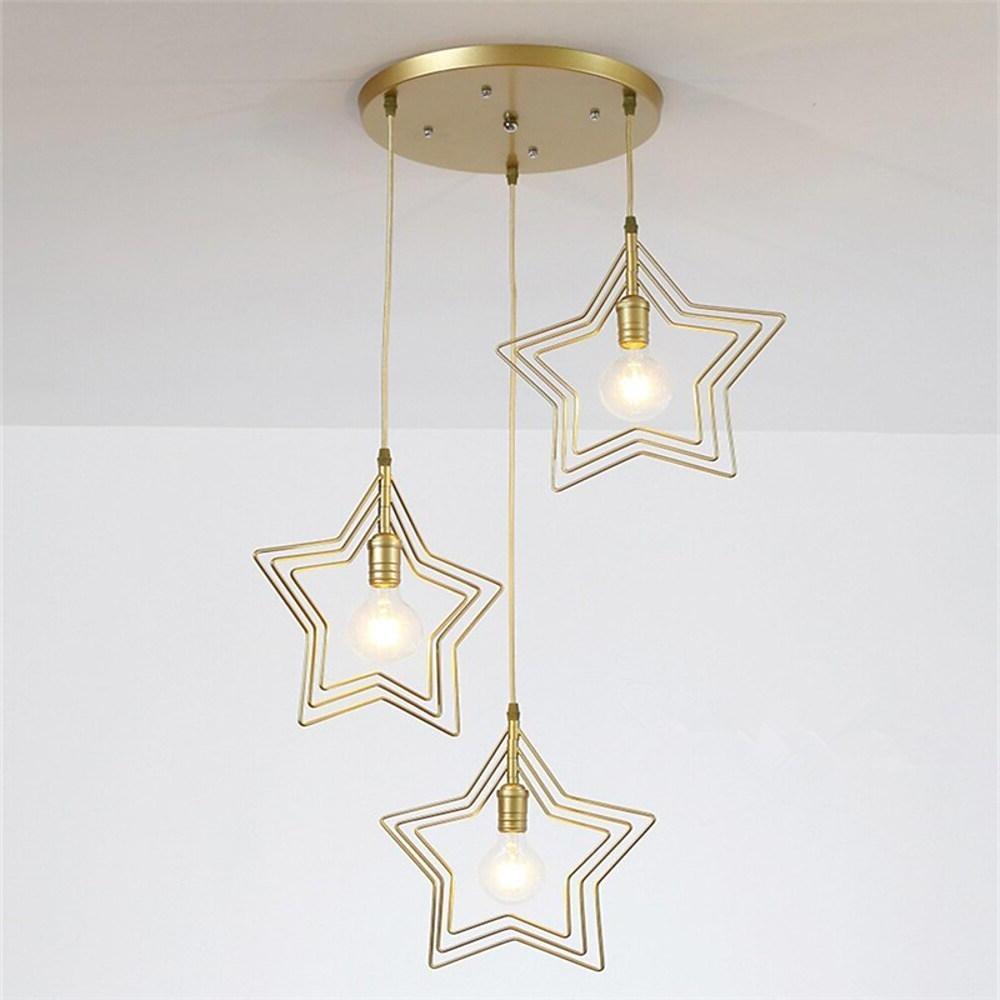 Modern Star Shaped Metal Pendant Lighting Geometric Celestial Chandelier for Dining Room and Bedroom