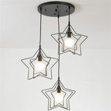 Modern Star Shaped Metal Pendant Lighting Geometric Celestial Chandelier for Dining Room and Bedroom