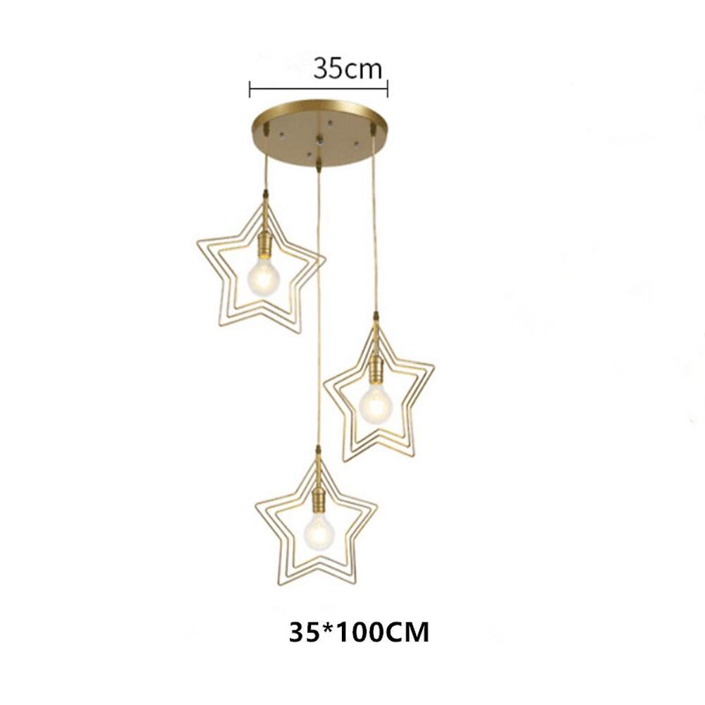Modern Star Shaped Metal Pendant Lighting Geometric Celestial Chandelier for Dining Room and Bedroom