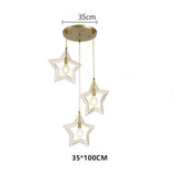 Modern Star Shaped Metal Pendant Lighting Geometric Celestial Chandelier for Dining Room and Bedroom