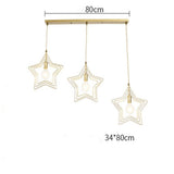 Modern Star Shaped Metal Pendant Lighting Geometric Celestial Chandelier for Dining Room and Bedroom