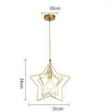 Modern Star Shaped Metal Pendant Lighting Geometric Celestial Chandelier for Dining Room and Bedroom