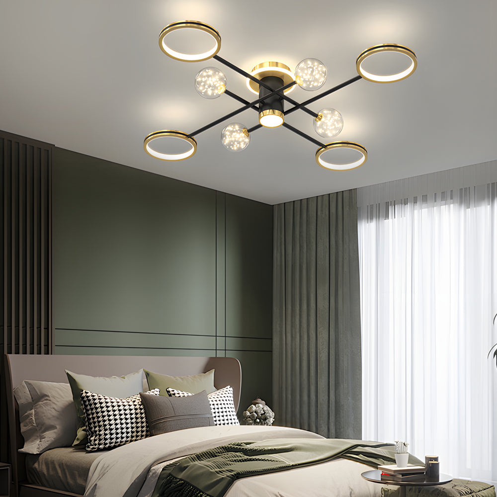 Modern Starry Flower LED Ceiling Chandelier with Three Step Color Dimming