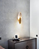 Modern Structured Metal Bracket Wall Sconce for Bedroom and Bathroom Lighting