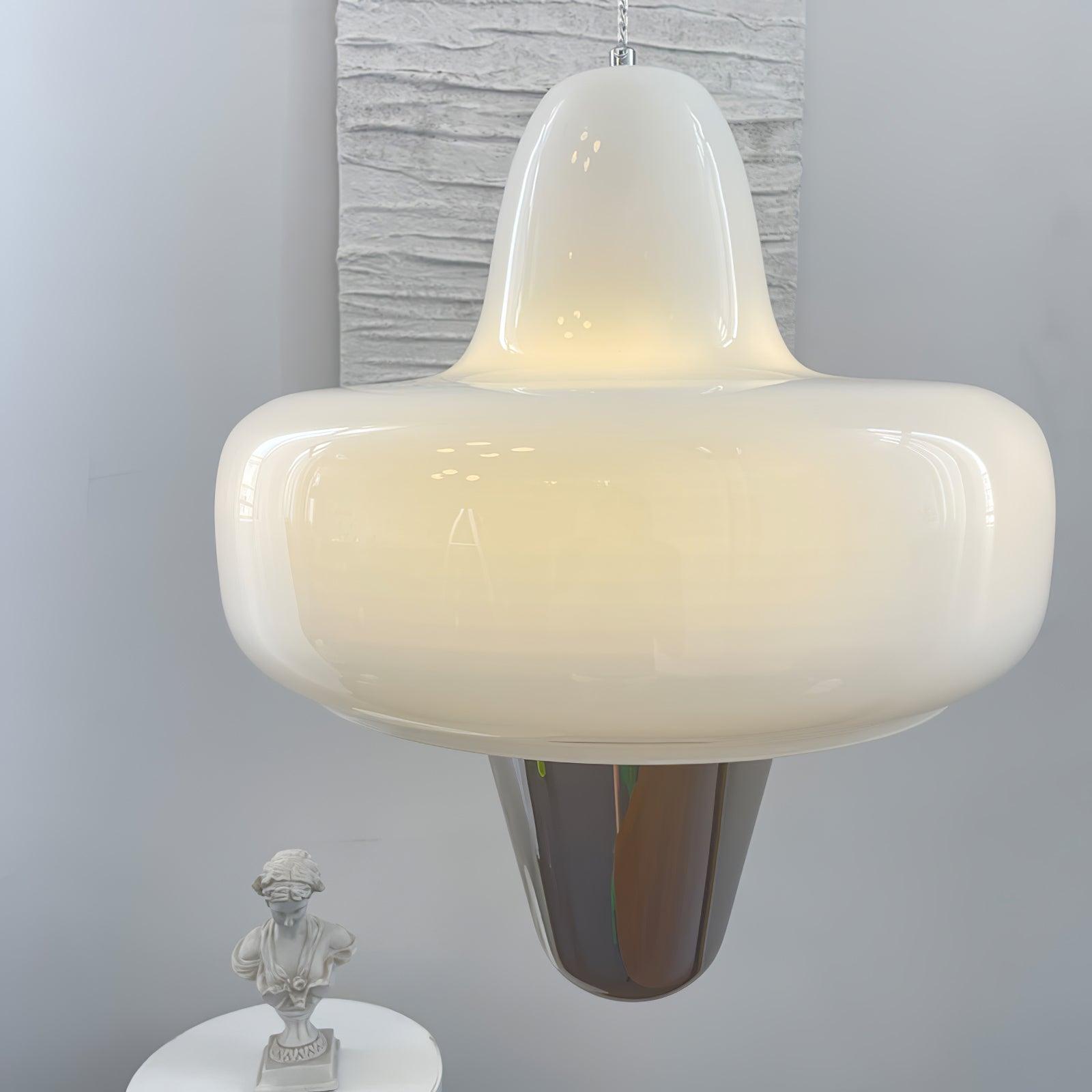 Modern Swan Glass Pendant Light with Ballerina Inspired Tutu Design and Chrome Finish