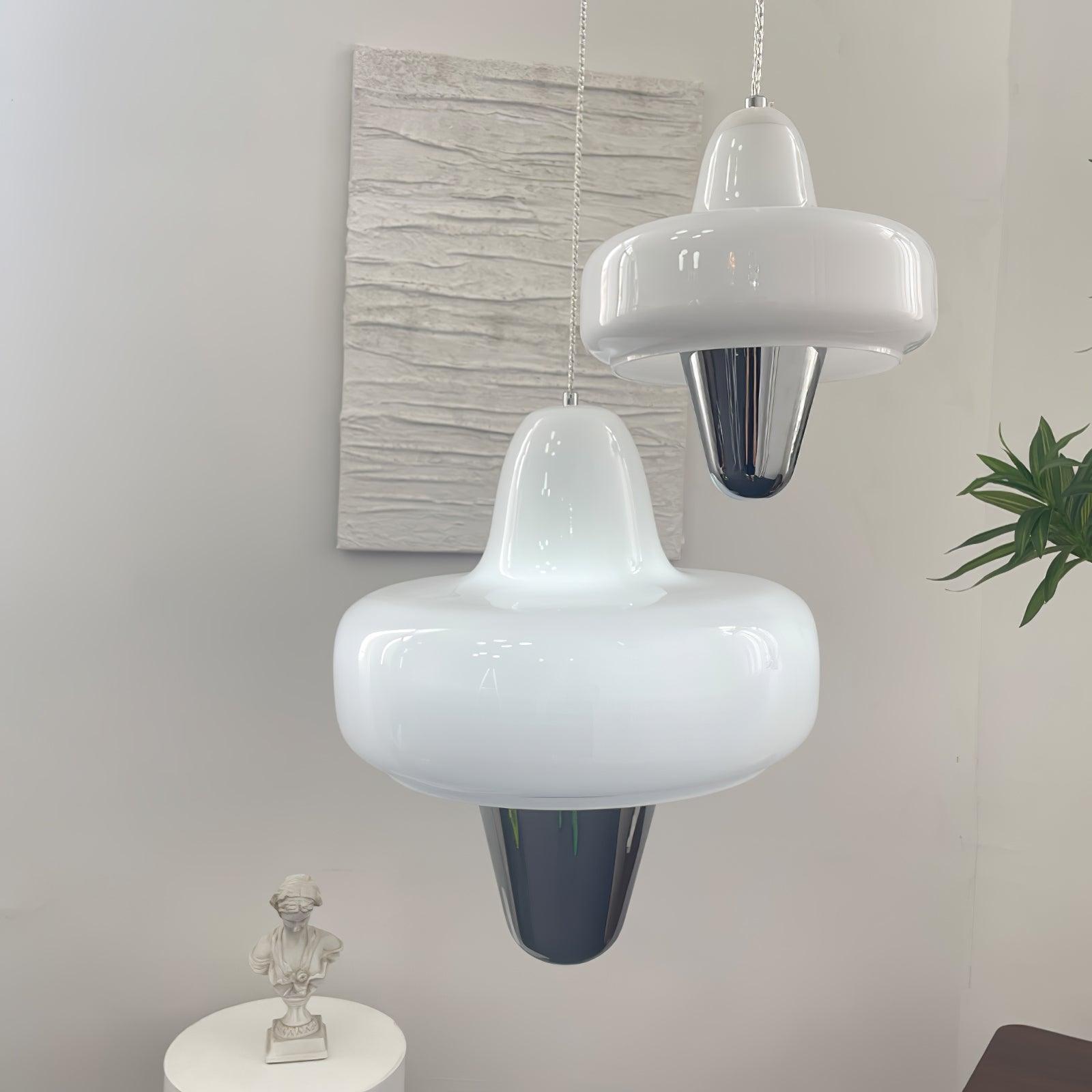 Modern Swan Glass Pendant Light with Ballerina Inspired Tutu Design and Chrome Finish