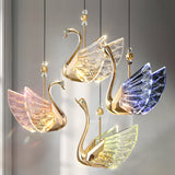 Modern Swan LED Pendant Light Zinc Alloy and Acrylic Hanging Lamp for Bedroom Dining Room