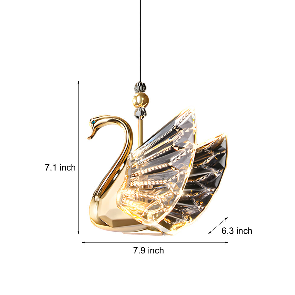 Modern Swan LED Pendant Light Zinc Alloy and Acrylic Hanging Lamp for Bedroom Dining Room