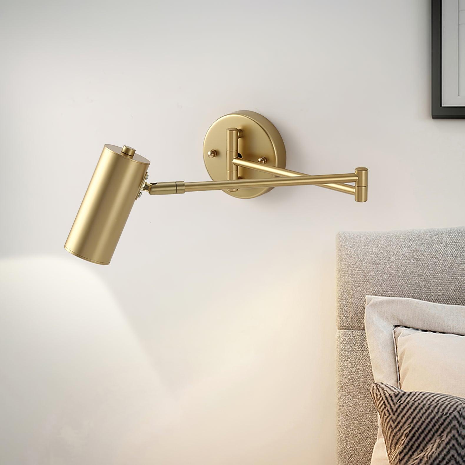 Modern Swing Arm LED Wall Sconce Adjustable Bedside Reading Lamp in Black or Gold
