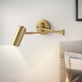 Modern Swing Arm LED Wall Sconce Adjustable Bedside Reading Lamp in Black or Gold