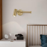 Modern Swing Arm LED Wall Sconce Adjustable Bedside Reading Lamp in Black or Gold