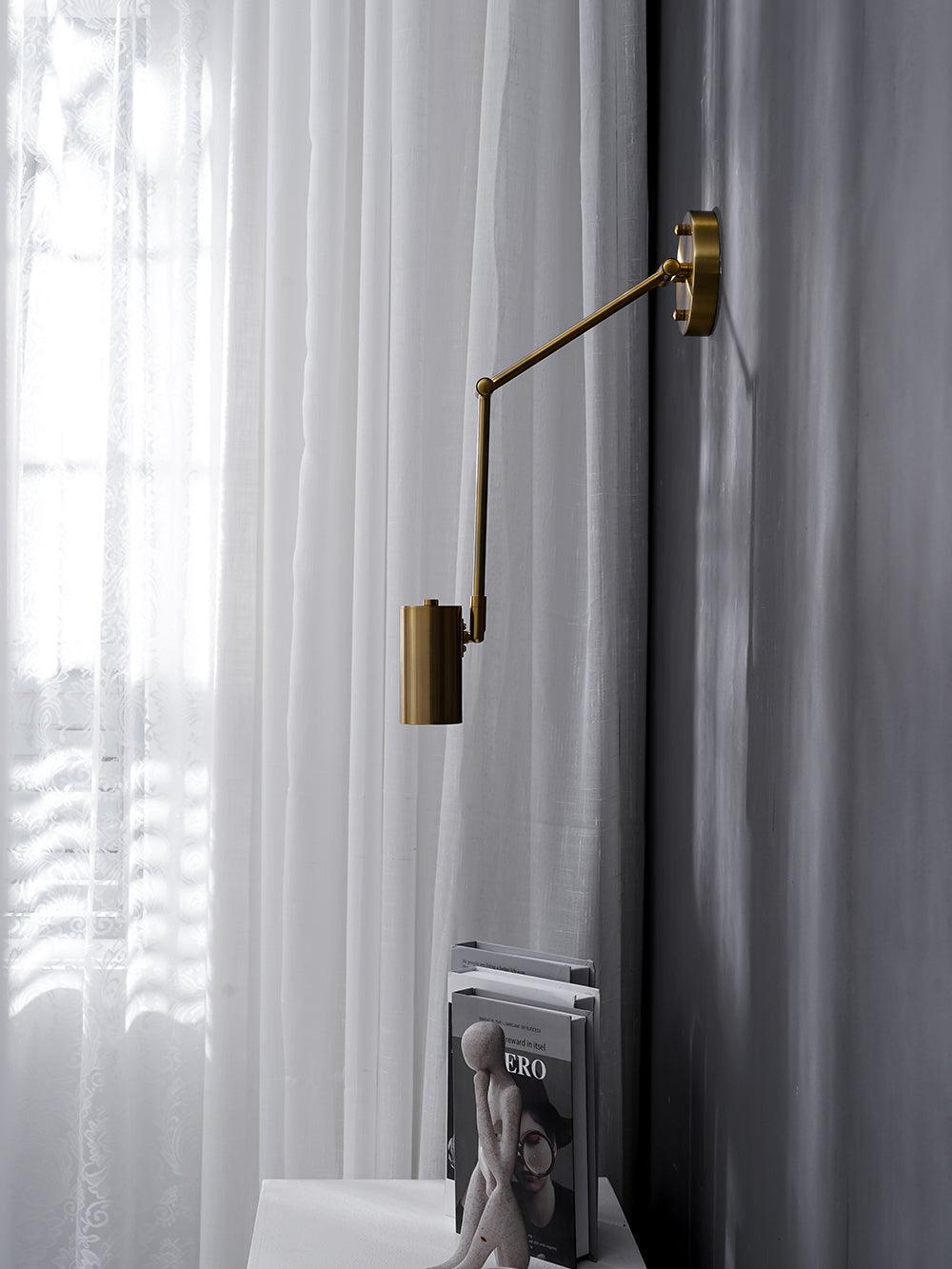 Modern Swing Arm LED Wall Sconce Adjustable Bedside Reading Lamp in Black or Gold
