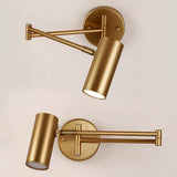 Modern Swing Arm LED Wall Sconce Adjustable Bedside Reading Lamp in Black or Gold