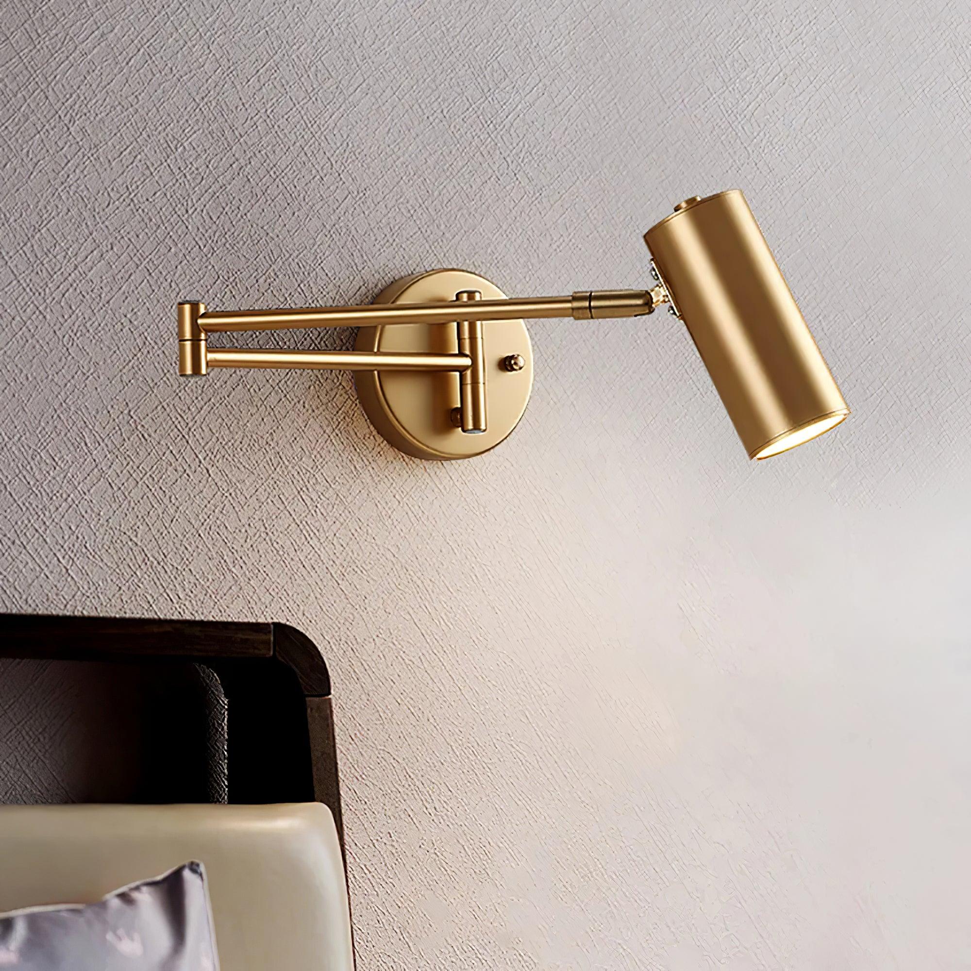 Modern Swing Arm LED Wall Sconce Adjustable Bedside Reading Lamp in Black or Gold