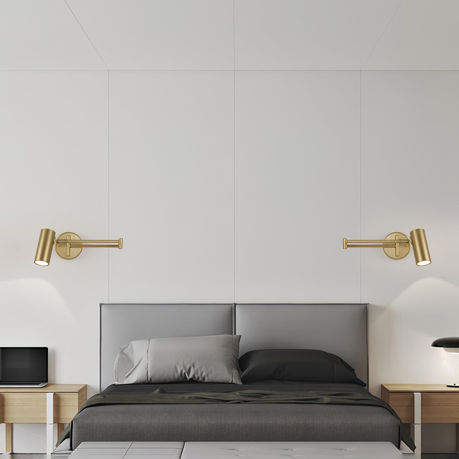 Modern Swing Arm LED Wall Sconce Adjustable Bedside Reading Lamp in Black or Gold