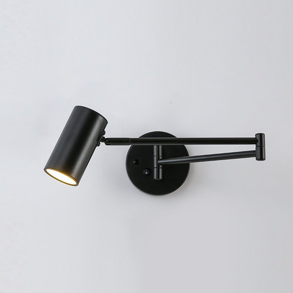 Modern Swing Arm LED Wall Sconce Adjustable Bedside Reading Lamp in Black or Gold