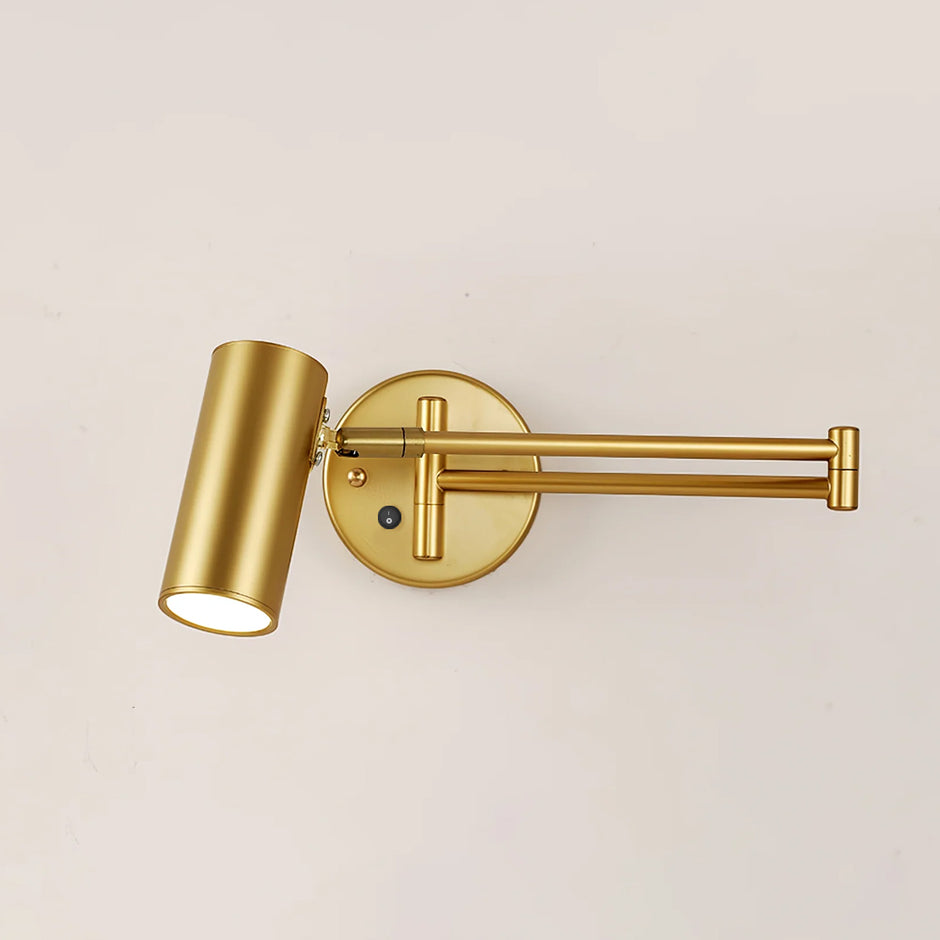 Modern Swing Arm LED Wall Sconce Adjustable Bedside Reading Lamp in Black or Gold
