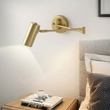 Modern Swing Arm LED Wall Sconce Adjustable Bedside Reading Lamp in Black or Gold