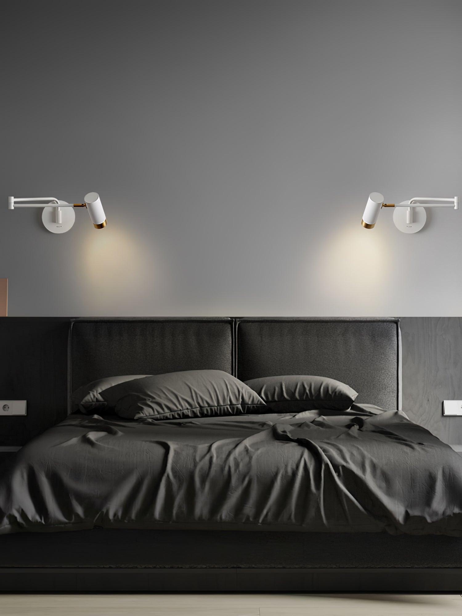 Modern Swing Arm Wall Sconce Adjustable Dual Arm Metal Wall Light Set of Two for Indoor Reading