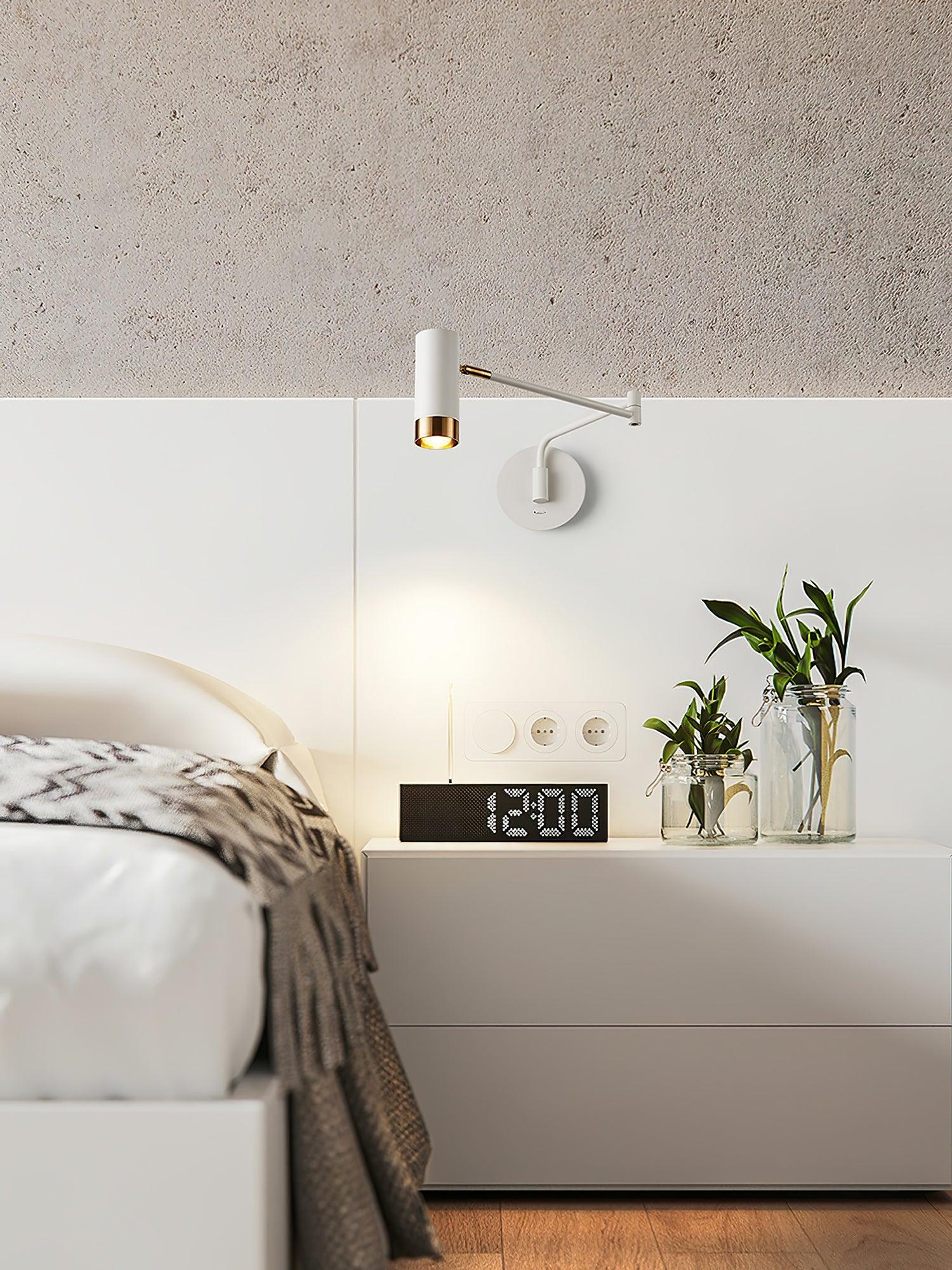 Modern Swing Arm Wall Sconce Adjustable Dual Arm Metal Wall Light Set of Two for Indoor Reading