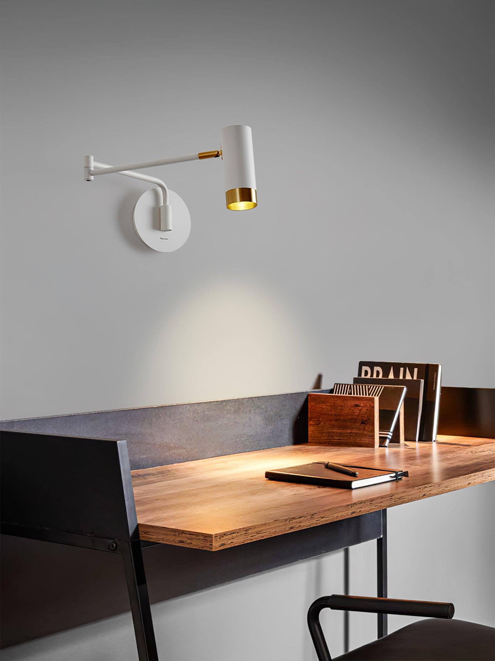 Modern Swing Arm Wall Sconce Adjustable Dual Arm Metal Wall Light Set of Two for Indoor Reading