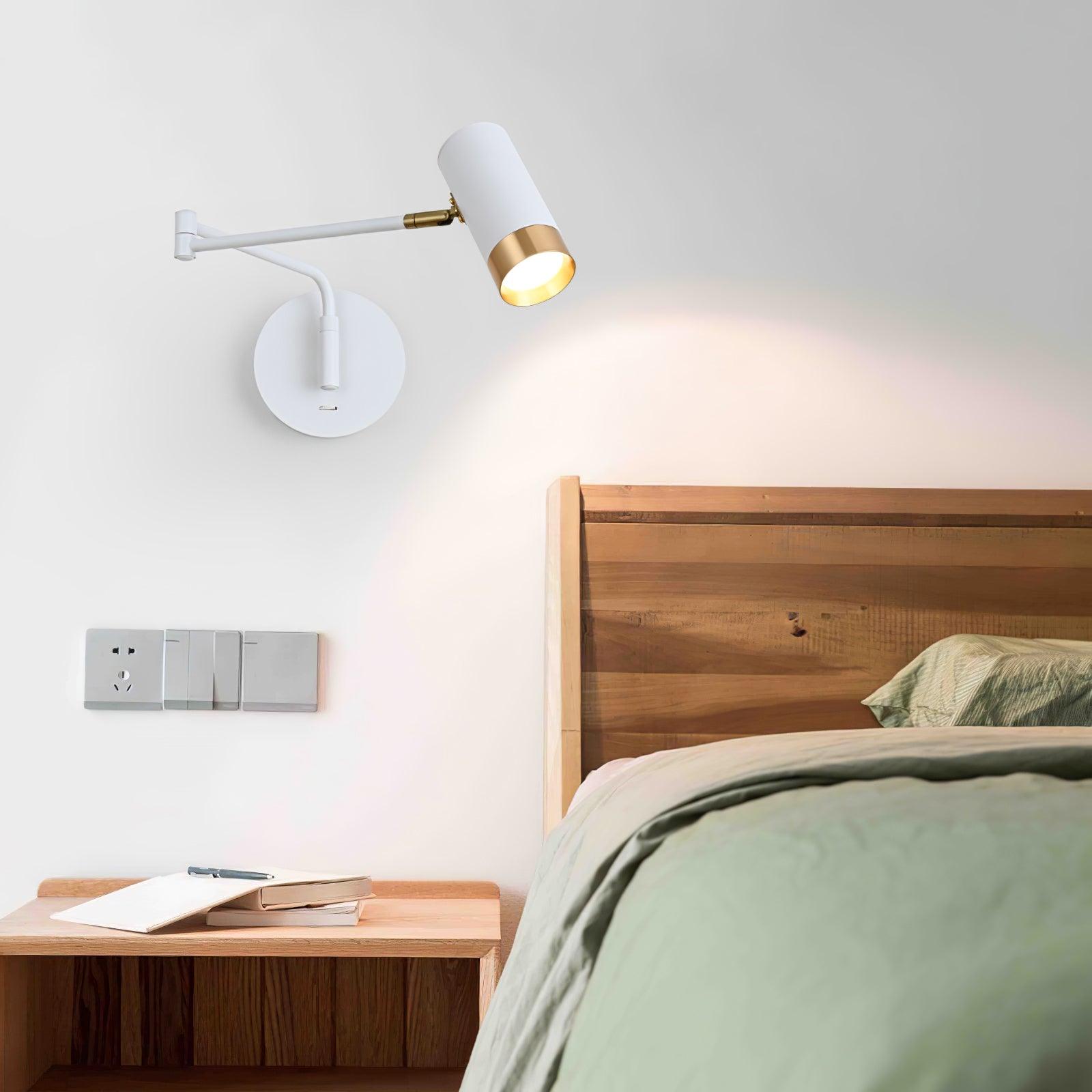 Modern Swing Arm Wall Sconce Adjustable Dual Arm Metal Wall Light Set of Two for Indoor Reading