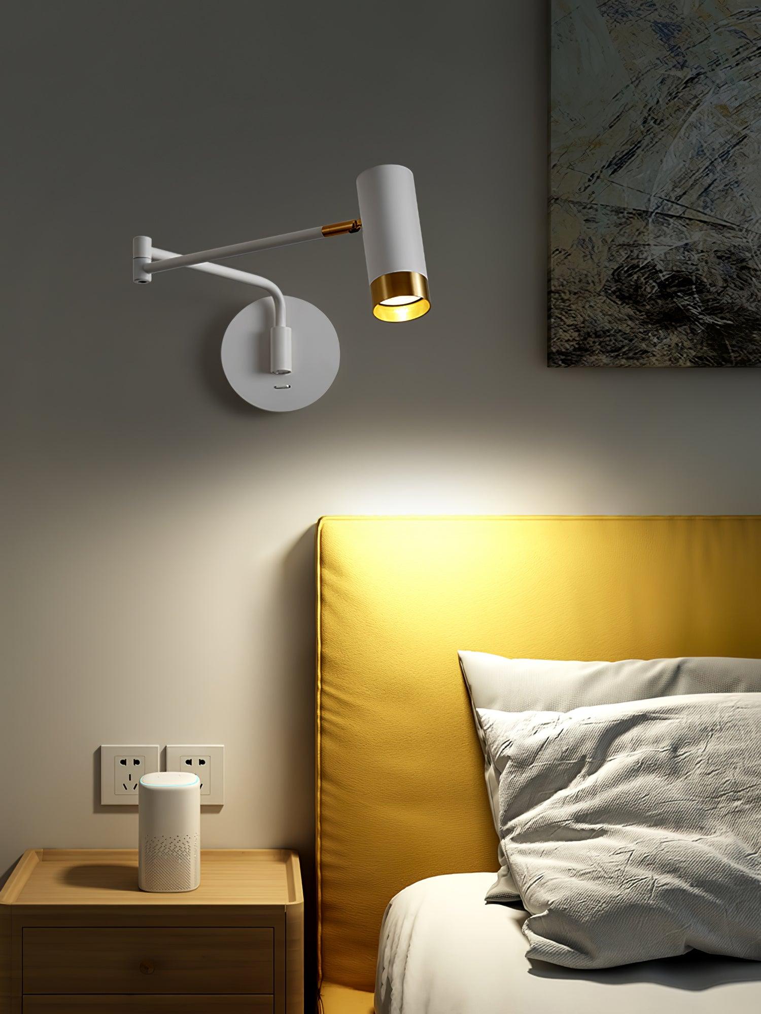 Modern Swing Arm Wall Sconce Adjustable Dual Arm Metal Wall Light Set of Two for Indoor Reading
