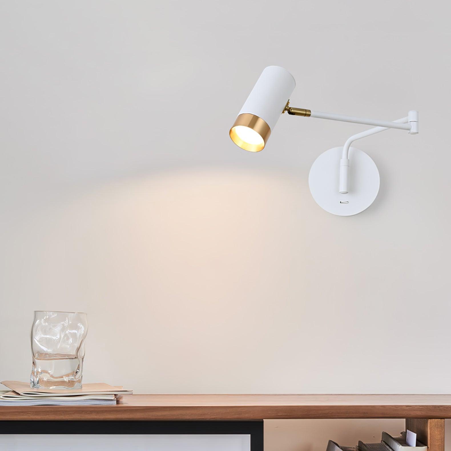 Modern Swing Arm Wall Sconce Adjustable Dual Arm Metal Wall Light Set of Two for Indoor Reading
