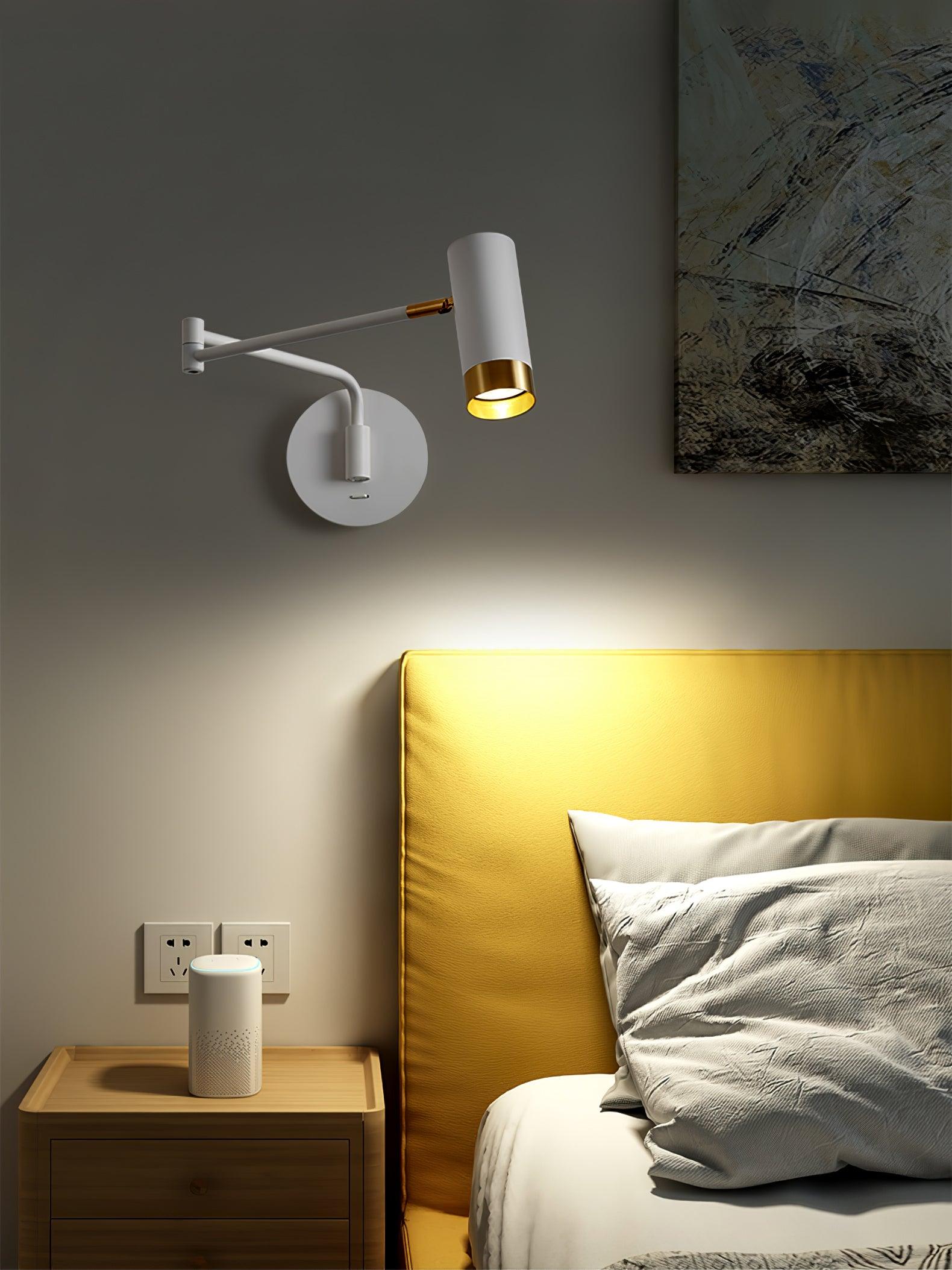 Modern Swing Arm Wall Sconce Adjustable Dual Arm Metal Wall Light Set of Two for Indoor Reading