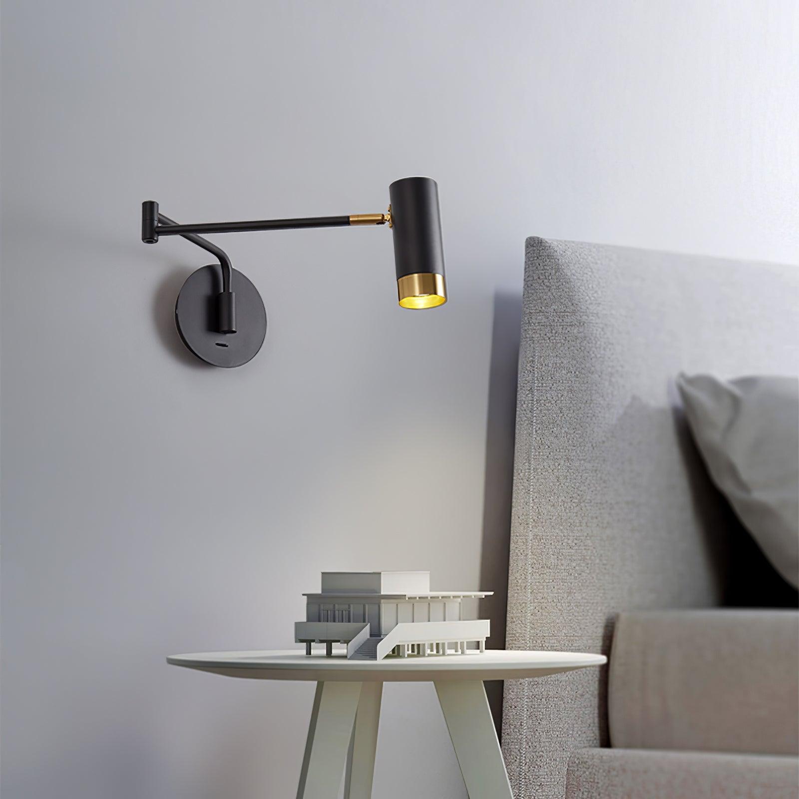 Modern Swing Arm Wall Sconce Adjustable Dual Arm Metal Wall Light Set of Two for Indoor Reading