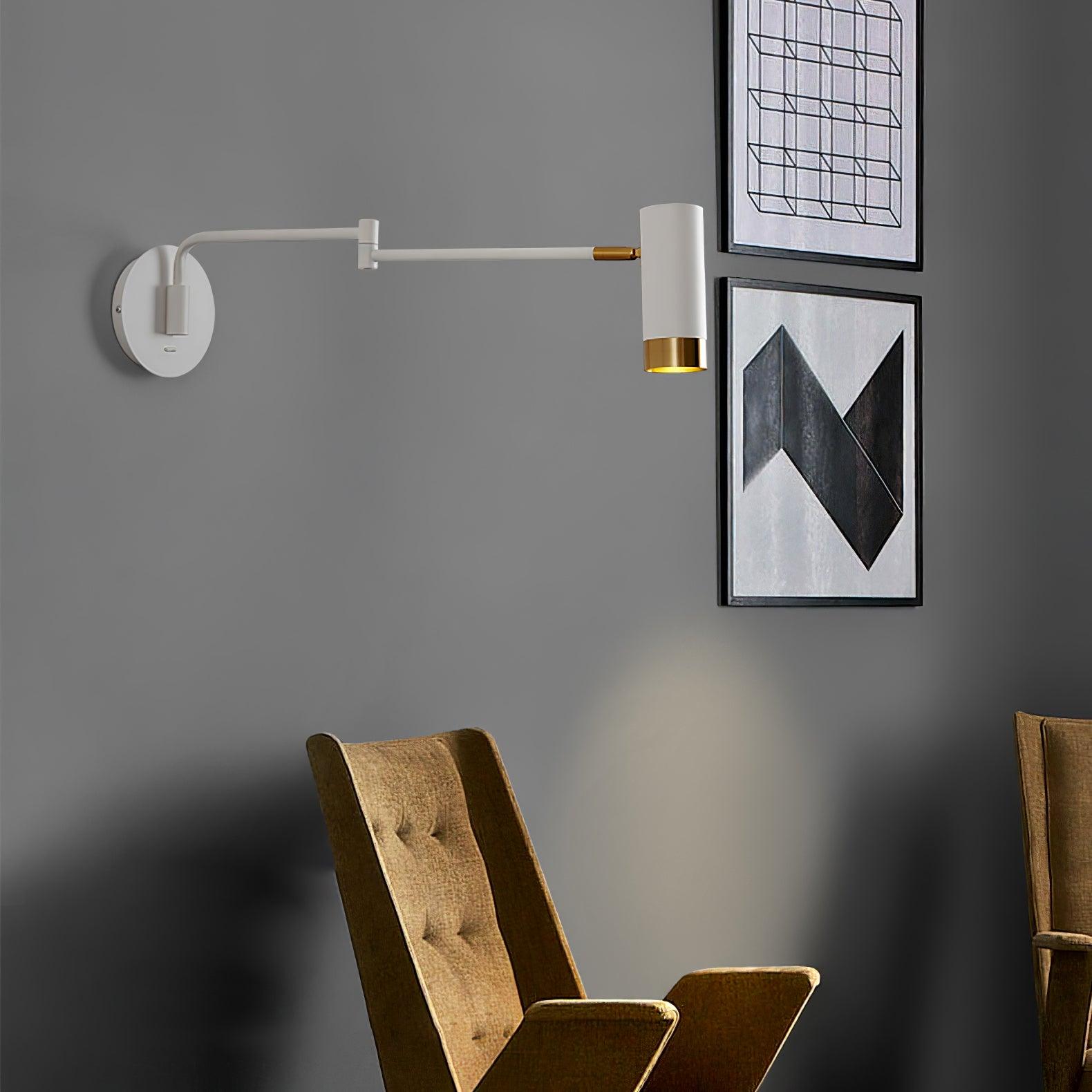 Modern Swing Arm Wall Sconce Adjustable Dual Arm Metal Wall Light Set of Two for Indoor Reading