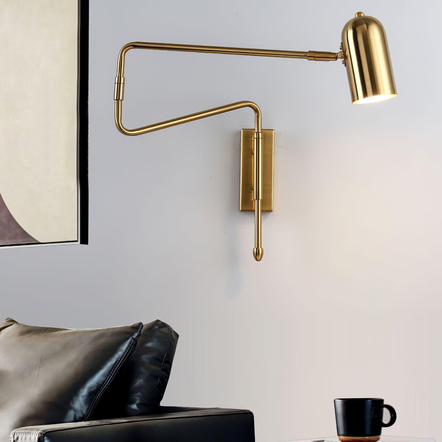 Modern Swing Arm Wall Sconce Reading Light with Adjustable Metal Shade for Bedroom