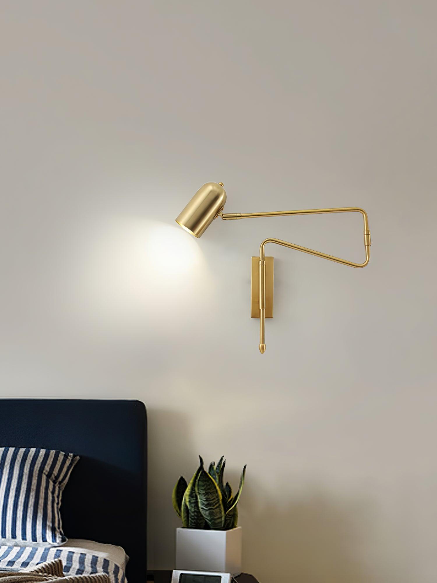 Modern Swing Arm Wall Sconce Reading Light with Adjustable Metal Shade for Bedroom