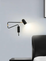 Modern Swing Arm Wall Sconce Reading Light with Adjustable Metal Shade for Bedroom