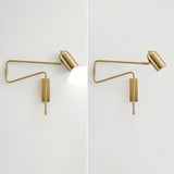 Modern Swing Arm Wall Sconce Reading Light with Adjustable Metal Shade for Bedroom