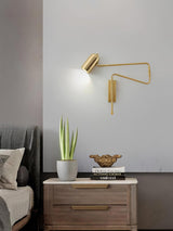 Modern Swing Arm Wall Sconce Reading Light with Adjustable Metal Shade for Bedroom
