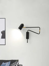 Modern Swing Arm Wall Sconce Reading Light with Adjustable Metal Shade for Bedroom