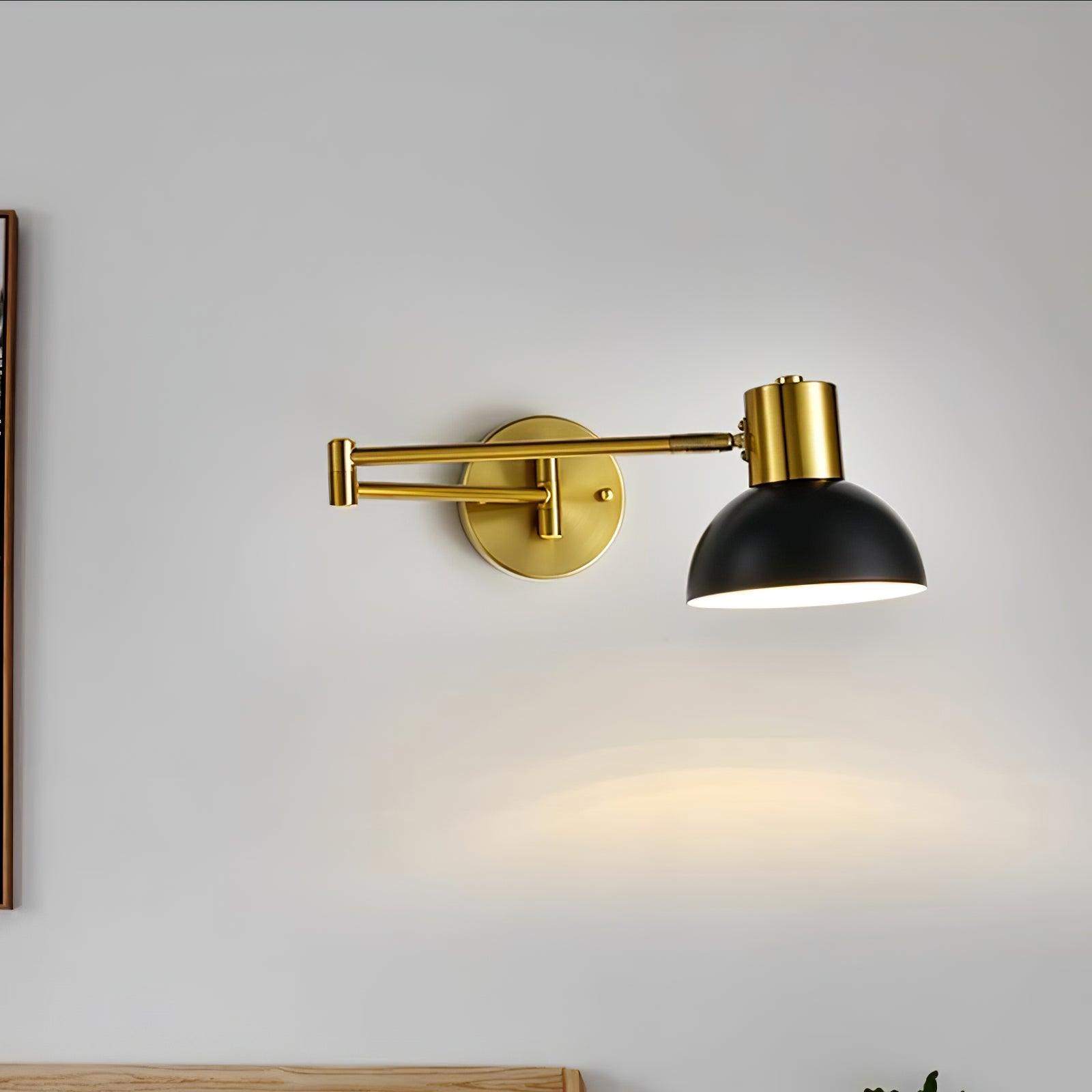 Modern Swing Arm Wall Sconce Reading Light with Adjustable Metal Shade for Bedroom