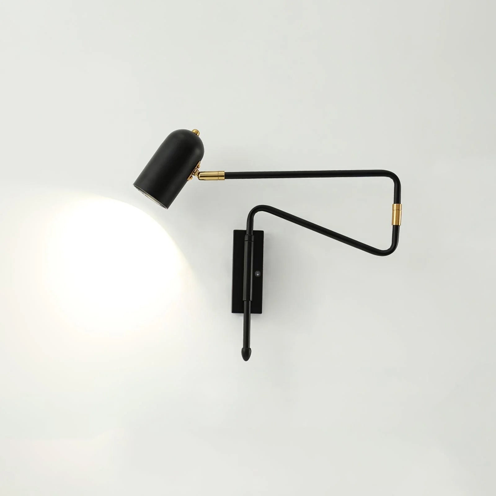 Modern Swing Arm Wall Sconce Reading Light with Adjustable Metal Shade for Bedroom